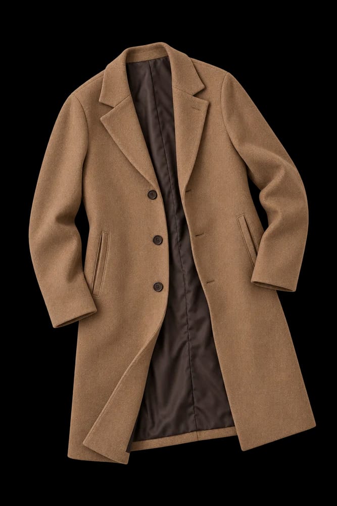 Manteau camel avec un menu d'enregistrement illustré